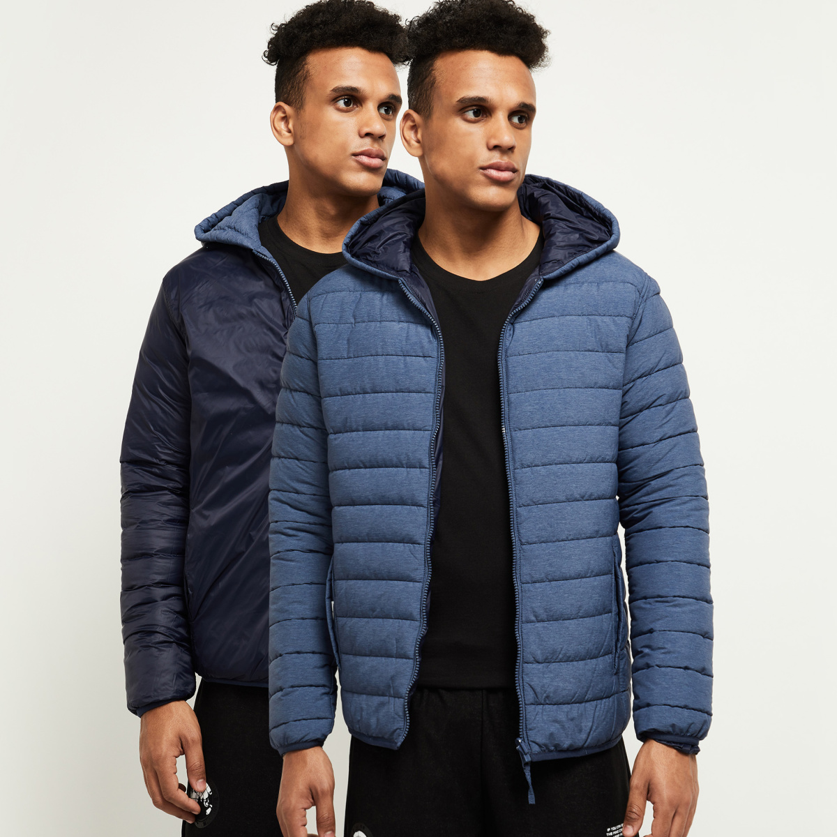 MAX Solid Hooded Reversible Puffer Jacket