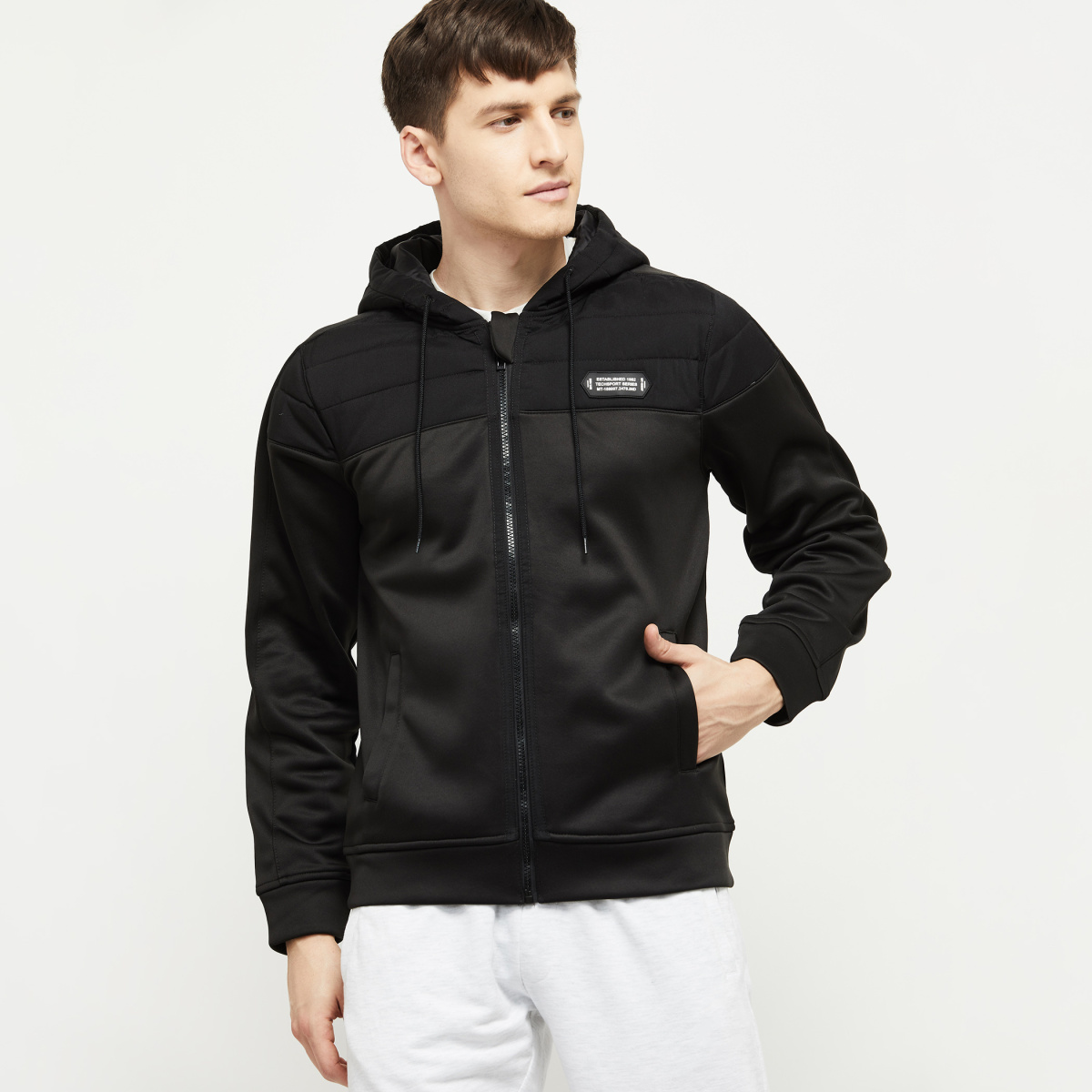 MAX Solid Hooded Sporty Jacket