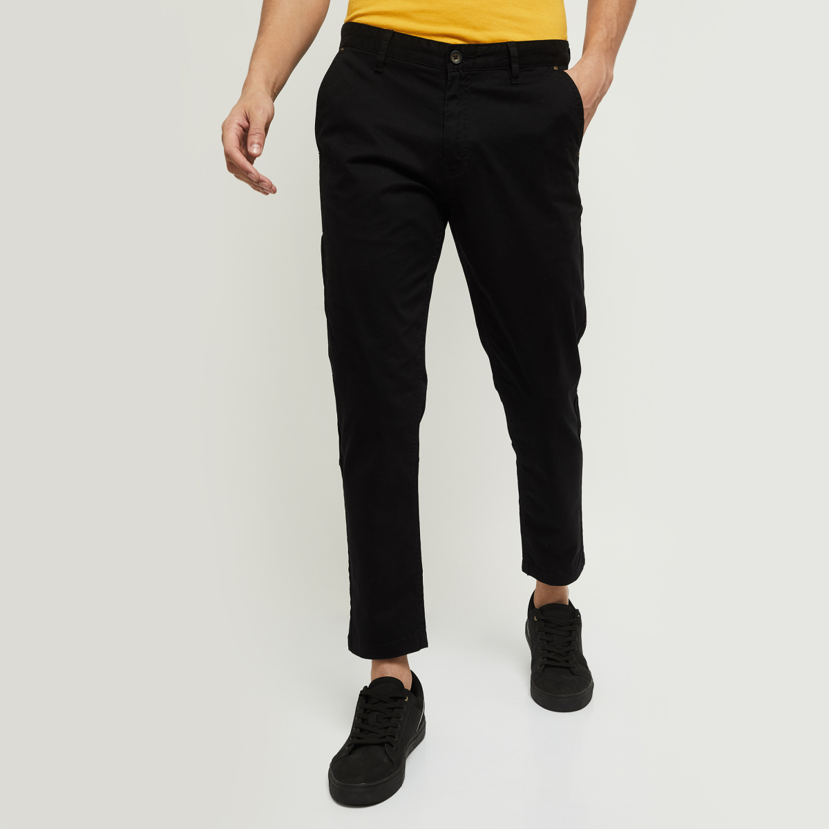 MAX Solid Flat Front Casual Trousers