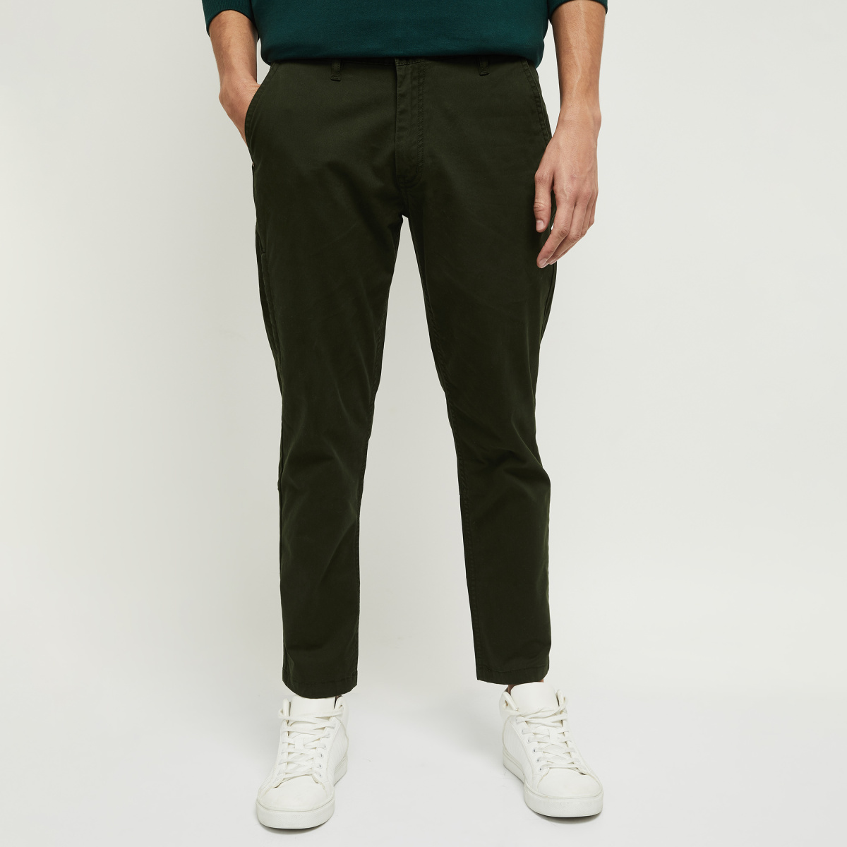 MAX Solid Flat Front Casual Trousers