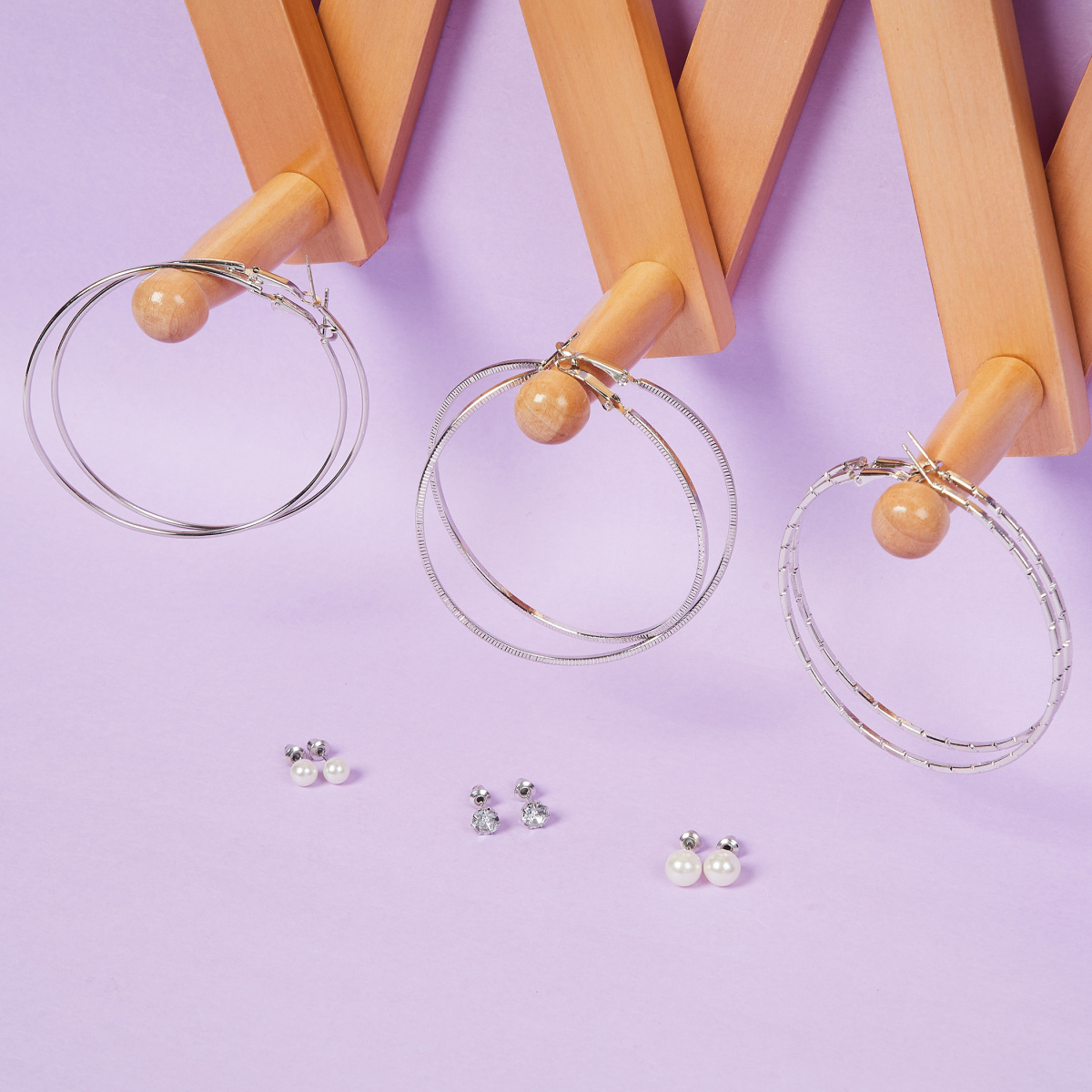 MAX Solid Set of Studs and Hoops- 6 Pairs