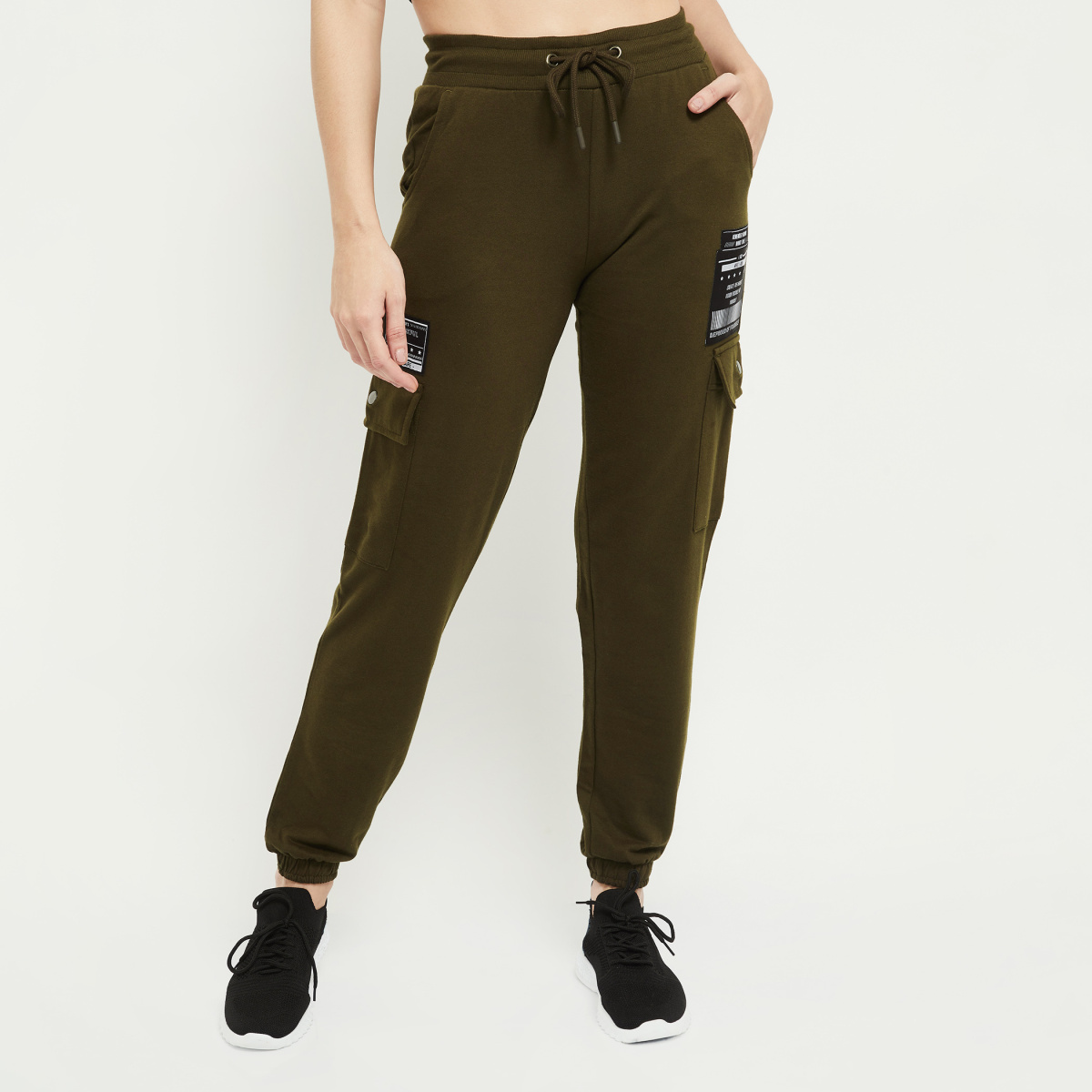 MAX Appliqued Drawstring Waist Joggers With Cargo Pockets