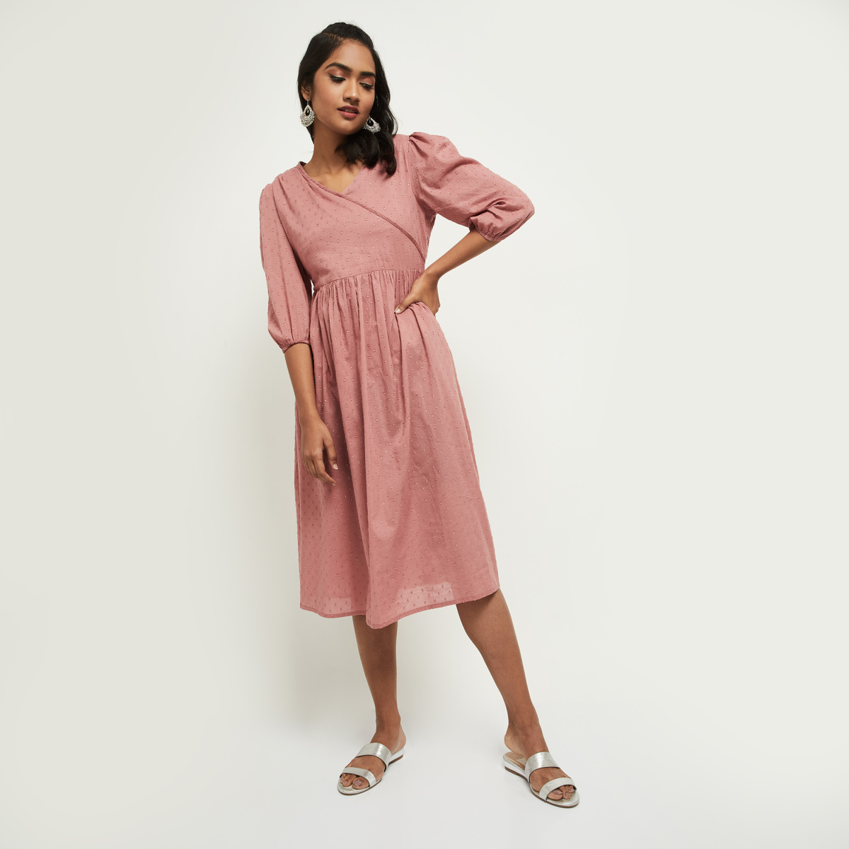 MAX Textured Fusion A-Line Dress