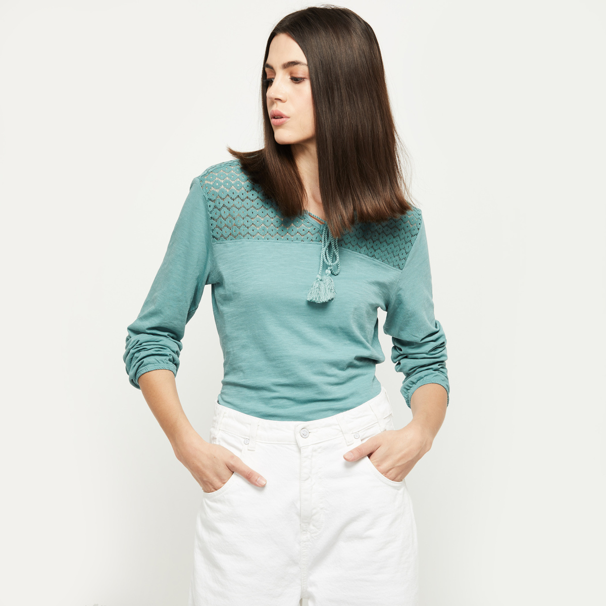 MAX Textured Full Sleeves Top