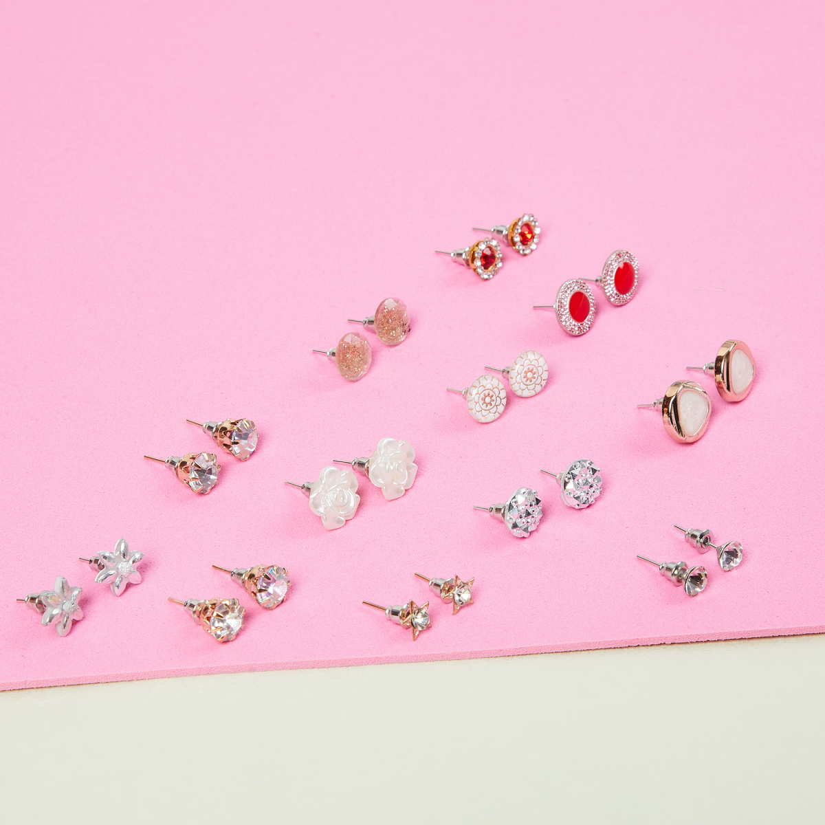 MAX Embellished Stud Earrings Combo - Pack of 12