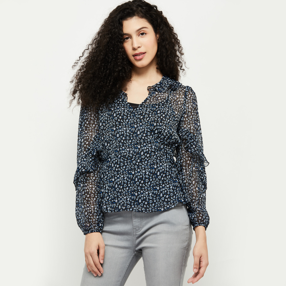 MAX Printed Wrap Top with Camisole