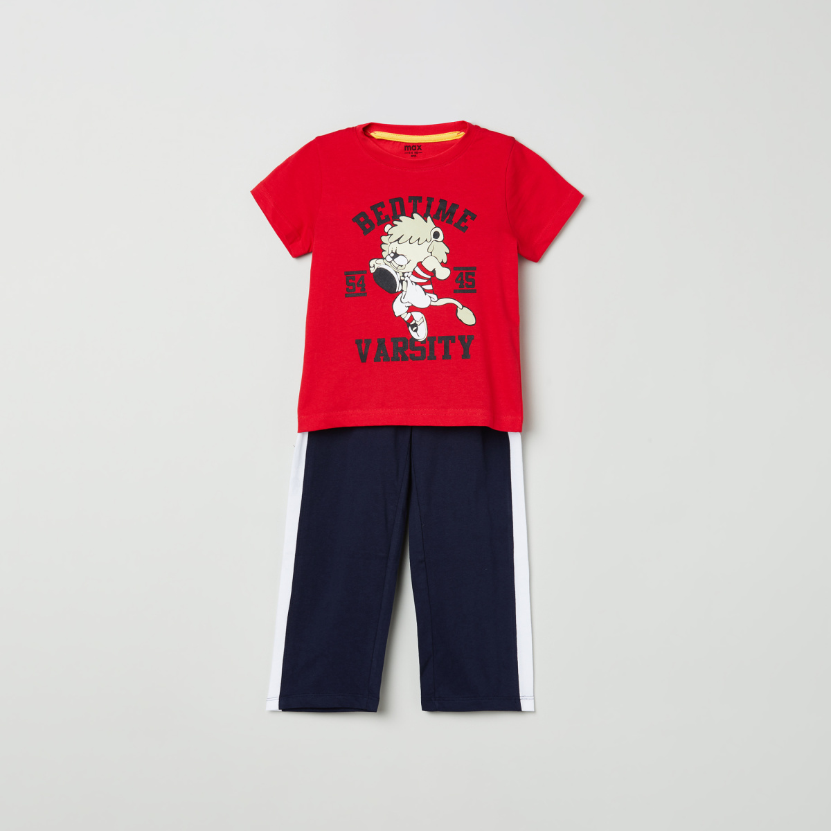MAX Printed Crew Neck T-shirt with Track Pants