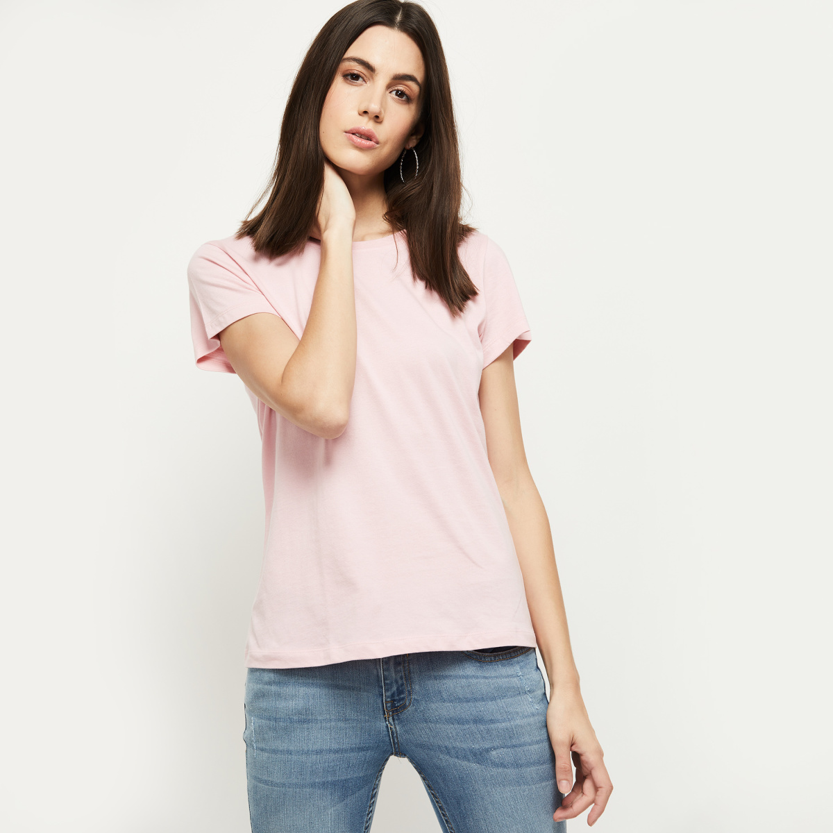 MAX Solid Round Neck T-shirt