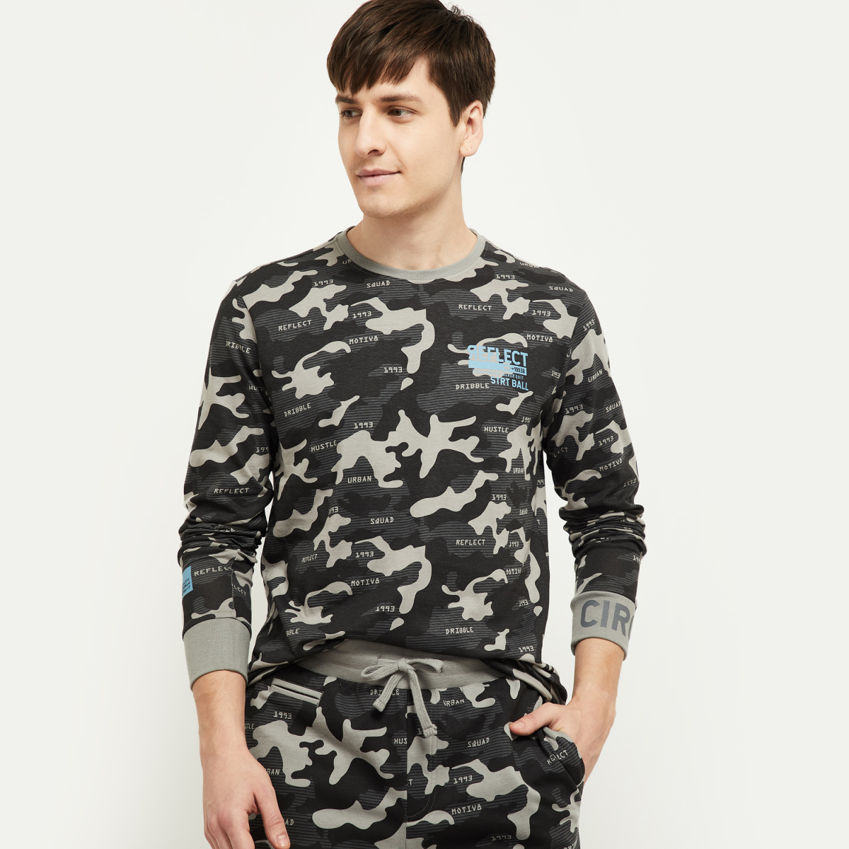 MAX Camouflage Printed Crew Neck T-shirt