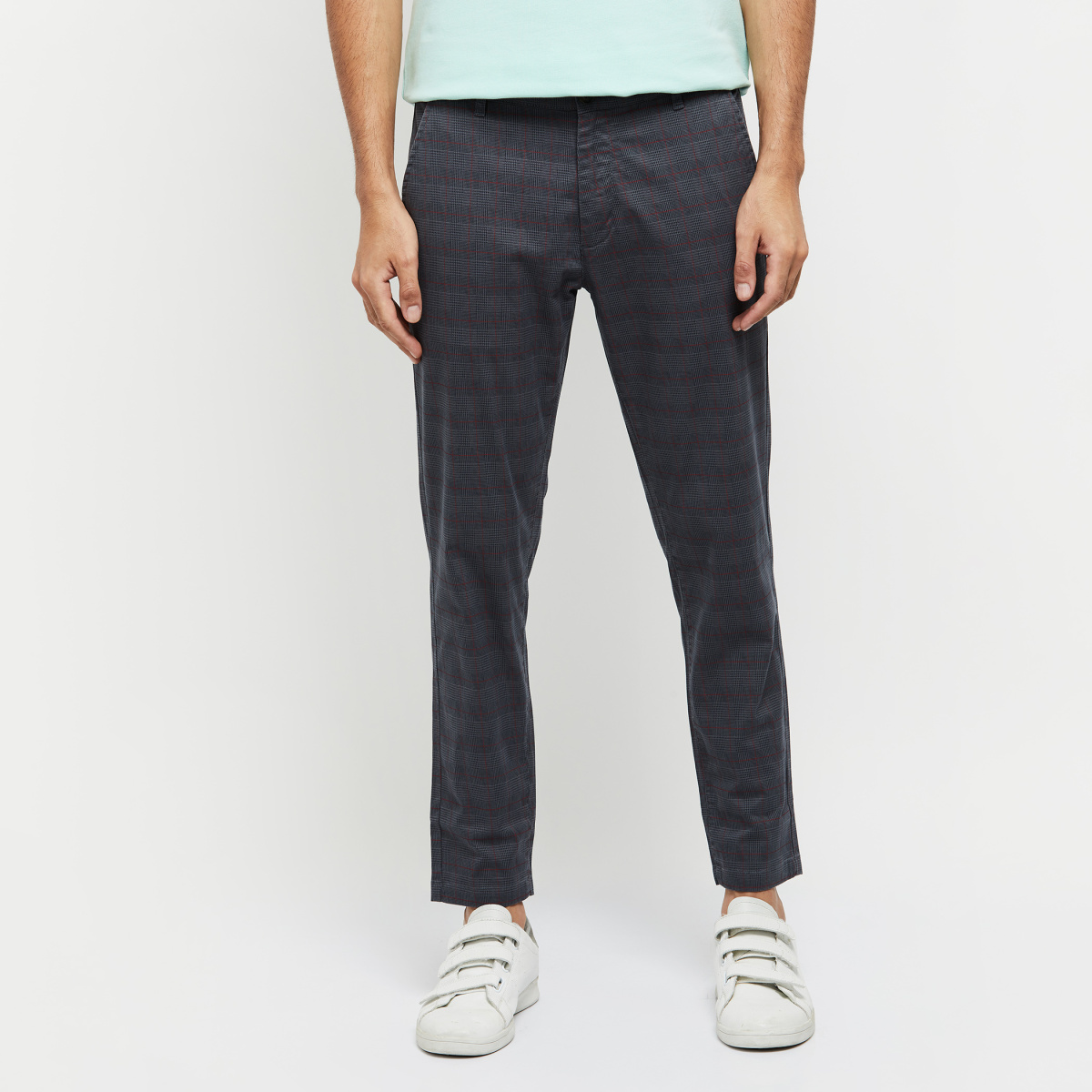 Slim fit check pant with cuffs | TRISTAN Canada