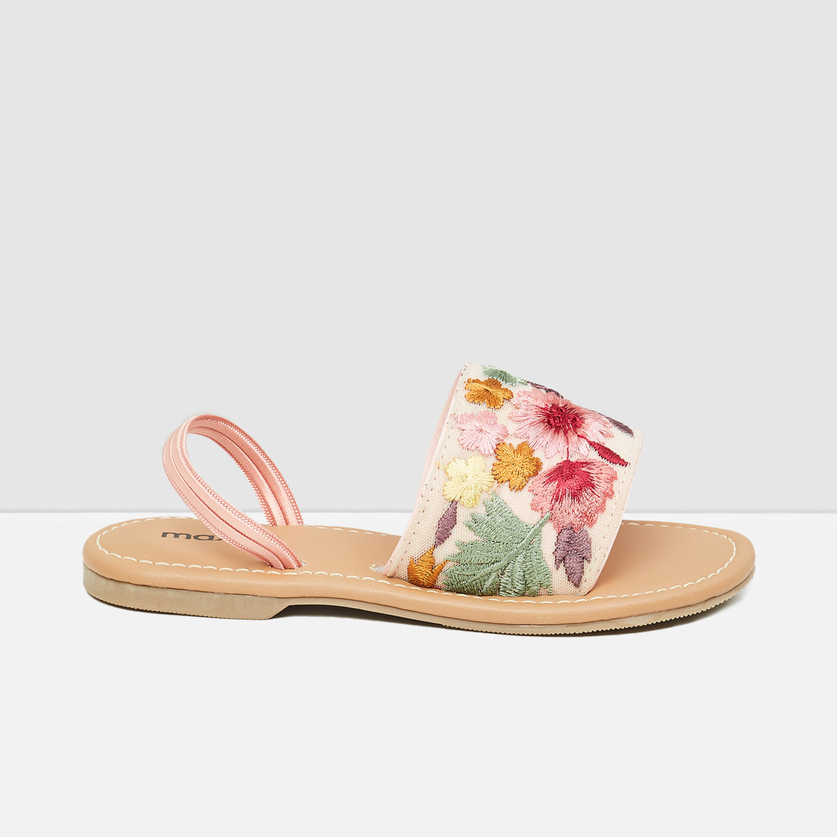 MAX Floral Embroidered Open Front Sandals